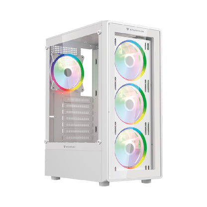 Gabinete Balam Rush Crystal Gm590cw – Media Torre, Cristal Templado Panorámico, Atx/m-atx, Usb-c, Blanco (White Edition)