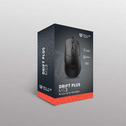 Mouse Gamer Balam Rush Drift Plus MG3 (BR-943512) - Diseño Ergonómico Alámbrico, Iluminación RGB Dinámica, 6 Botones y 7200 DPI Ajustables (Color Negro)