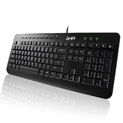 GHIA / KIT TECLADO Y MOUSE / ALAMBRICO / ERGONOMICOS / MULTIMEDIA / USB / COLOR NEGRO