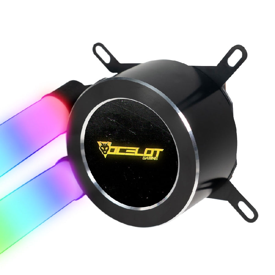 Enfriamiento Líquido ARGB Ocelot Gaming Polar Wave 360 Black - Radiador de 360mm, Alto Flujo de 70 CFM, 1800 RPM y Compatibilidad Intel/AMD (Color Negro)