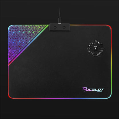 Mouse Pad Gamer Rígido Ocelot Gaming - Iluminación RGB, Carga Inalámbrica Integrada para Smartphones y Conexión USB Plug and Play