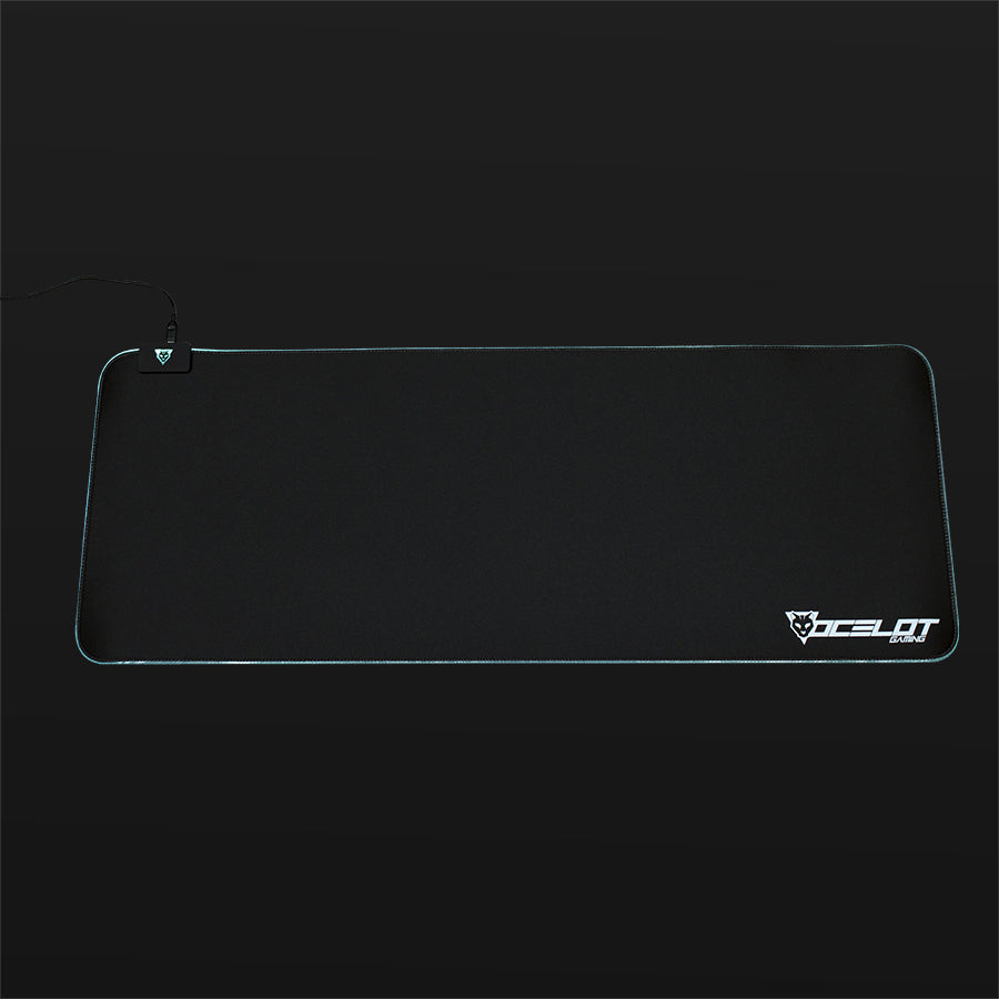 Mouse Pad Gamer Extendido Ocelot Gaming de Tela - Iluminación RGB Personalizable con Software Integrado y Superficie de Alta Precisión