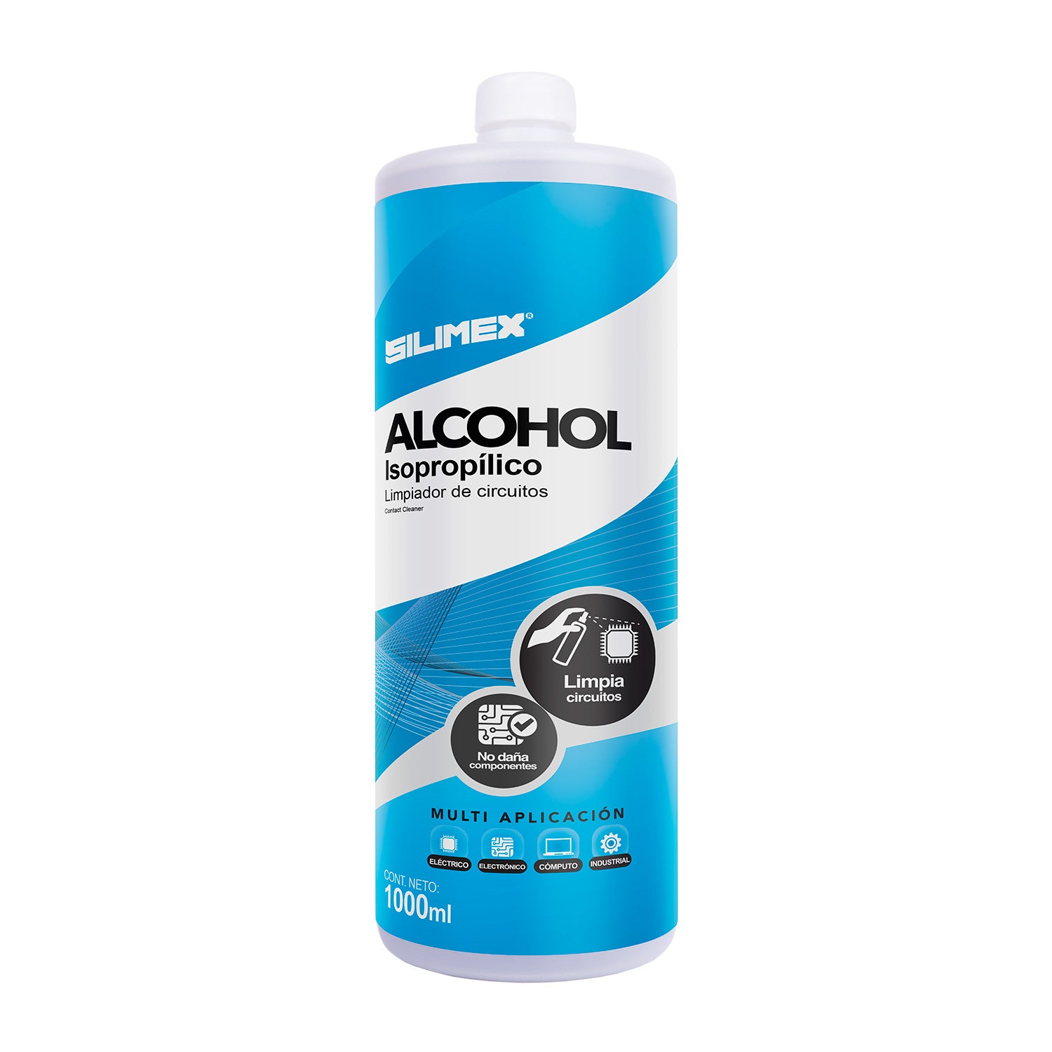 Alcohol Isopropílico SILIMEX ISO 1 Litro para Limpieza Profesional de Equipos Electrónicos