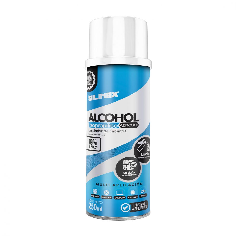Alcohol Isopropílico SILIMEX en Aerosol 250 ml / 280 g para Limpieza de Componentes Electrónicos